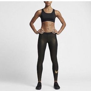 NWOT | SIZE M, NIKE GOLD METALLIC WORKOUT TIGHTS!!
